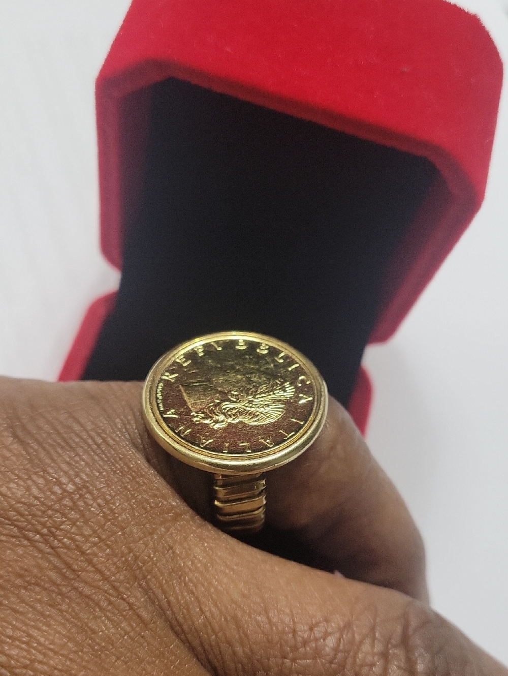 LIRA ITALIAN COIN RING 925 14K